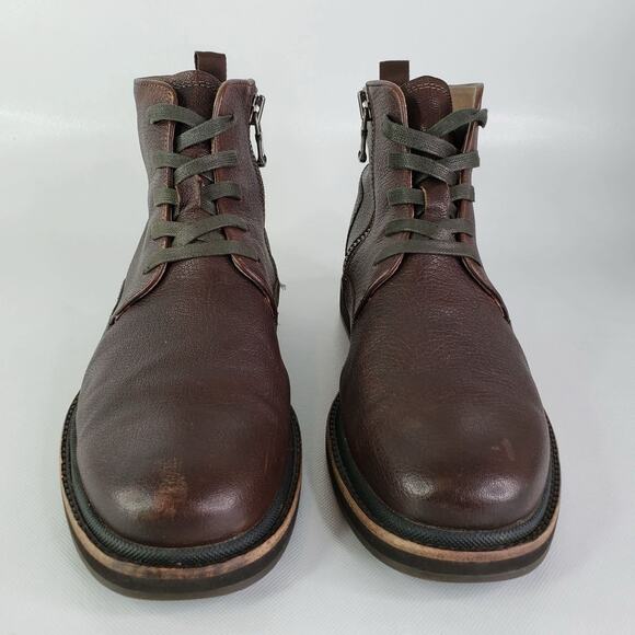John Varvatos Boots Men\'s Size 9.5 Brown Leather Brooklyn Lug Lace Up Side Zip main image 7